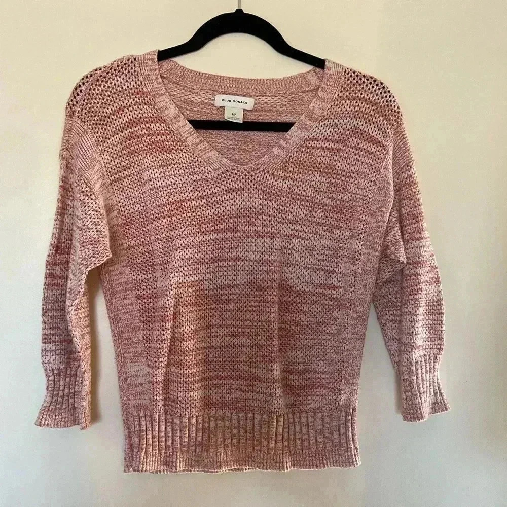 Club Monaco Cropped V-Neck Sweater in Size Small